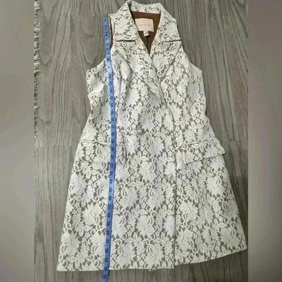 NWOT Anthropologie Hutch Sleeveless Double-Breasted White Lace Blazer Dress - Picture 7 of 11